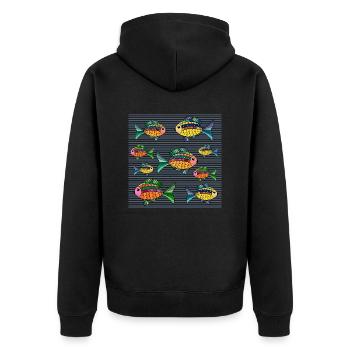 Poissons - Veste à capuche bio Premium Unisexe - noir - Dos - Nico (187cm)