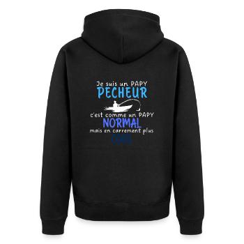 Je suis papy pêcheur comme papy normal plus cool - Veste à capuche bio Premium Unisexe - noir - Dos - Nico (187cm)