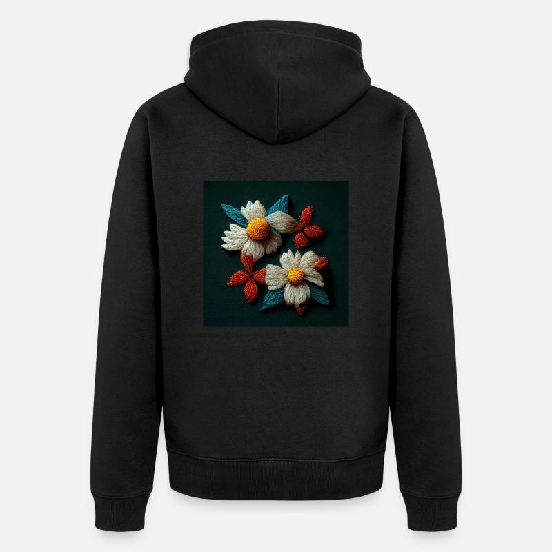Fleurs brodées 3d - Veste à capuche bio Premium Unisexe - noir