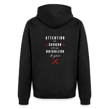 attention ce garçon est un bricoleur de génie - Veste à capuche bio Premium Unisexe - noir - Dos - Nico (187cm)