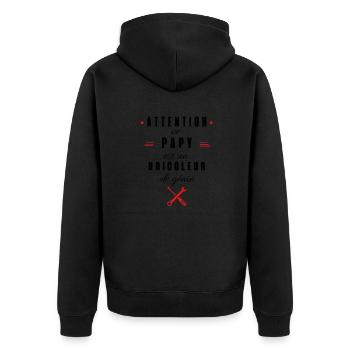attention ce papy est un bricoleur de génie - Veste à capuche bio Premium Unisexe - noir - Dos - Nico (187cm)