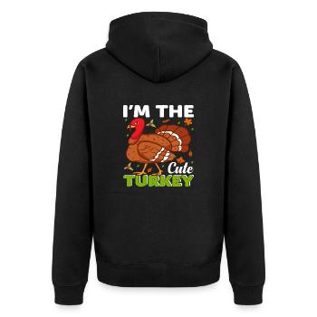 I ́m the cute Turkey - Unisex Premium Organic Zip Hoodie - black - Back - Nico (187cm)