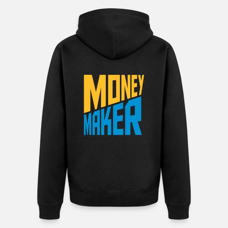 Text Money Maker Erfolgreich - Unisex Premium Bio Zip Hoodie - Schwarz