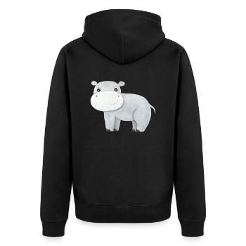 Süßes Nilpferd Baby Afrika Savanne Safari Hippo - Unisex Premium Bio Zip Hoodie - Schwarz - Hinten - Nico (187cm)