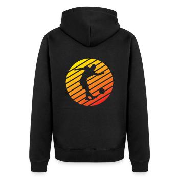 Fußballtrainer Fußball Fußballer Fußballspieler - Unisex Premium Bio Zip Hoodie - Schwarz - Hinten - Nico (187cm)