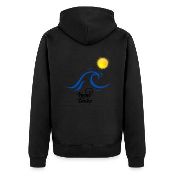 Surfen - Unisex Premium Bio Zip Hoodie - Schwarz - Hinten - Nico (187cm)
