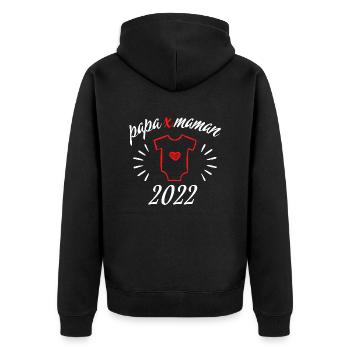 Papa x Maman Bébé en 2022 - Veste à capuche bio Premium Unisexe - noir - Dos - Nico (187cm)