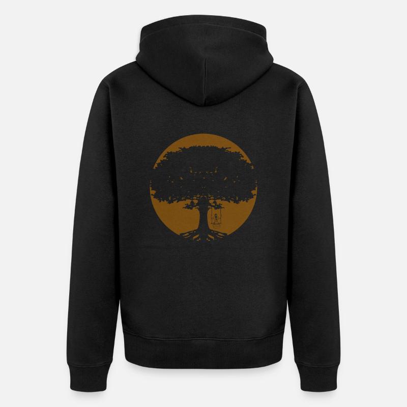 Mädchen schaukelt am Baum - Unisex Premium Bio Zip Hoodie - Schwarz