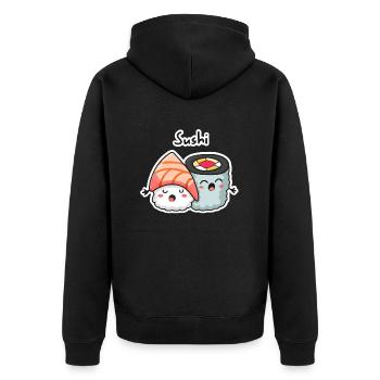 Câliner des sushis sucrés - Veste à capuche bio Premium Unisexe - noir - Dos - Nico (187cm)