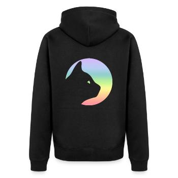 Cat - Unisex Premium Organic Zip Hoodie - black - Back - Nico (187cm)