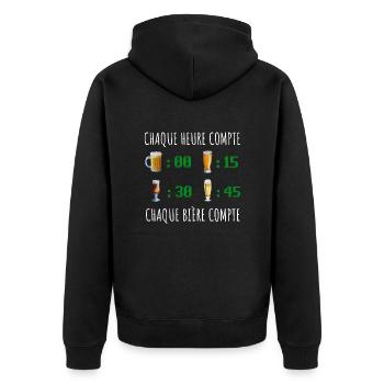 Chaque heure compte chaque bière compte - Veste à capuche bio Premium Unisexe - noir - Dos - Nico (187cm)