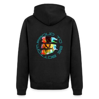 Proud to be Bottom - Unisex Premium Bio Zip Hoodie - Schwarz - Hinten - Nico (187cm)