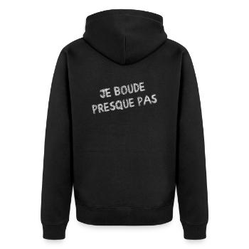 Je boude presque pas - tshirt drôle à message - Veste à capuche bio Premium Unisexe - noir - Dos - Nico (187cm)