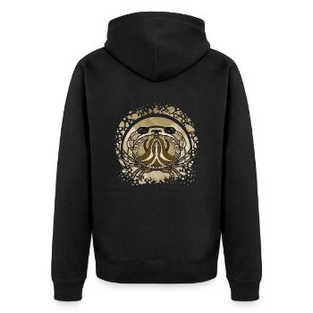 Krebs - Unisex Premium Bio Zip Hoodie - Schwarz - Hinten - Nico (187cm)
