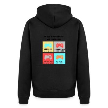 ce que je fais durant mon temps libre jeux vidéos - Veste à capuche bio Premium Unisexe - noir - Dos - Nico (187cm)
