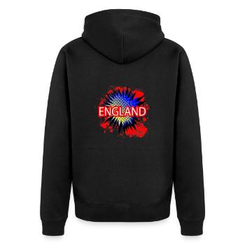 England Rot Weiß und Blau Cartoon Ausruf - Unisex Premium Bio Zip Hoodie - Schwarz - Hinten - Nico (187cm)