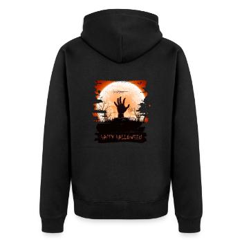 Halloween Gruselhexe Horror Geist Monster - Unisex Premium Bio Zip Hoodie - Schwarz - Hinten - Nico (187cm)