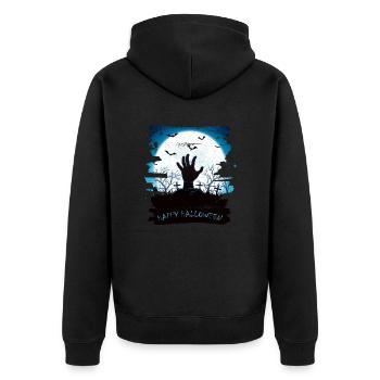 Halloween Gruselhexe Horror Geist Monster - Unisex Premium Bio Zip Hoodie - Schwarz - Hinten - Nico (187cm)