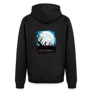 Halloween Gruselhexe Horror Geist Monster - Unisex Premium Bio Zip Hoodie - Schwarz - Hinten - Nico (187cm)