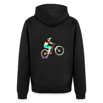 vtt mtb downhill - Veste à capuche bio Premium Unisexe - noir - Dos - Nico (187cm)