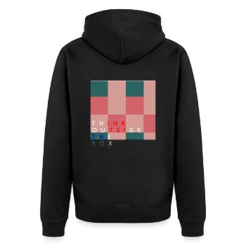 Denken Sie über den Tellerrand hinaus positive Gedanken glücklich - Unisex Premium Bio Zip Hoodie - Schwarz - Hinten - Nico (187cm)