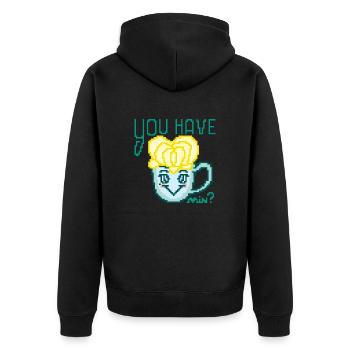 MOMENT - Unisex Premium Bio Zip Hoodie - Schwarz - Hinten - Nico (187cm)