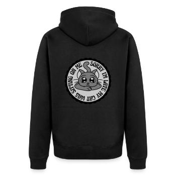 sorry cat was sitting - Unisex Premium Organic Zip Hoodie - black - Back - Nico (187cm)