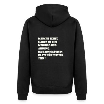 Ahnung - Unisex Premium Bio Zip Hoodie - Schwarz - Hinten - Nico (187cm)