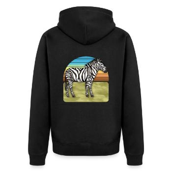 Zebra - Unisex Premium Bio Zip Hoodie - Schwarz - Hinten - Nico (187cm)