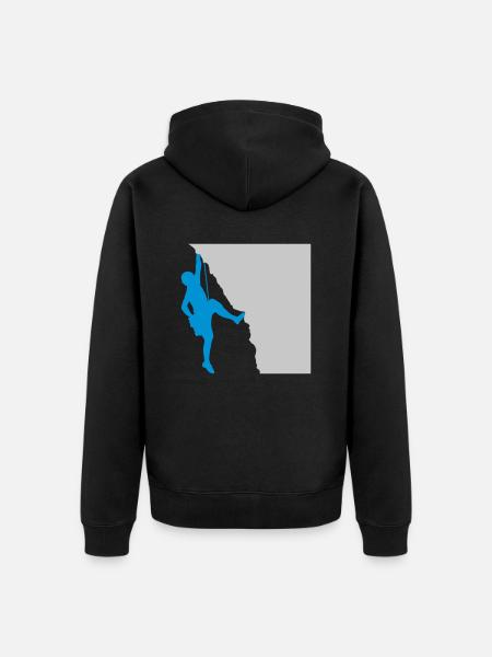 Silhouette Felsen Klettern Bergsteiger - Unisex Premium Bio Zip Hoodie - Schwarz