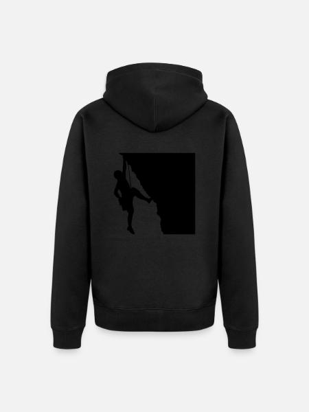 Felsen Klettern Bergsteiger Silhouette - Unisex Premium Bio Zip Hoodie - Schwarz