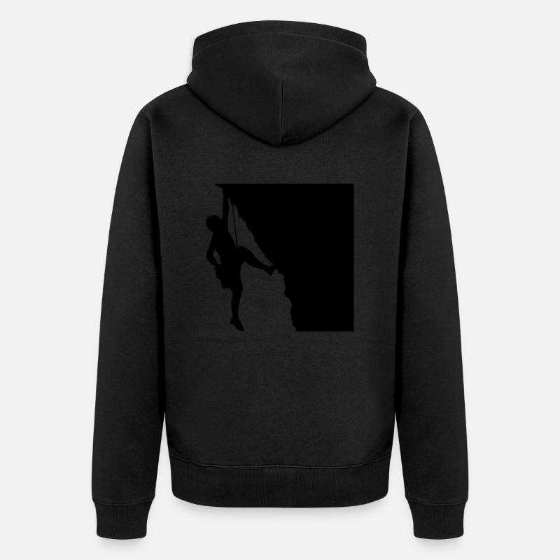 Felsen Klettern Bergsteiger Silhouette - Unisex Premium Bio Zip Hoodie - Schwarz