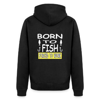 Angeln - Unisex Premium Bio Zip Hoodie - Schwarz - Hinten - Nico (187cm)