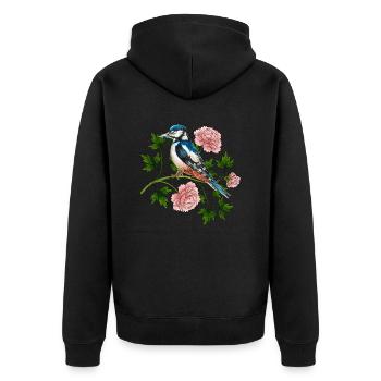 Bunter Vogel - Unisex Premium Bio Zip Hoodie - Schwarz - Hinten - Nico (187cm)