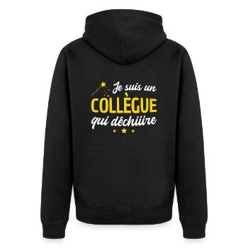 collègue qui déchire / humour collègue - Veste à capuche bio Premium Unisexe - noir - Dos - Nico (187cm)