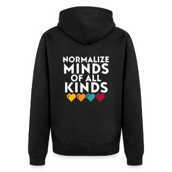 Normalize Minds of All Kinds Cute Behavior Analyst - Unisex Premium Organic Zip Hoodie - black - Back - Nico (187cm)