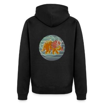 triceratops dinosaurier - Unisex Premium Bio Zip Hoodie - Schwarz - Hinten - Nico (187cm)