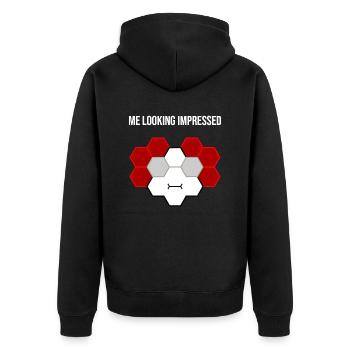 Me looking impressed - Unisex Premium Bio Zip Hoodie - Schwarz - Hinten - Nico (187cm)