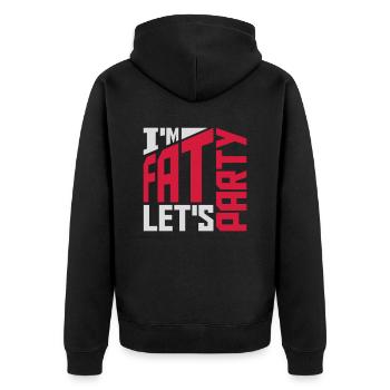 im fat lets party - Unisex Premium Bio Zip Hoodie - Schwarz - Hinten - Nico (187cm)