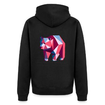 Bär, geometrisch, Vektor art, abstrakt, Tier - Unisex Premium Bio Zip Hoodie - Schwarz - Hinten - Nico (187cm)