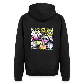 visage fou visage heureux dessin animé visage heureux dessin animé - Veste à capuche bio Premium Unisexe - noir - Dos - Nico (187cm)