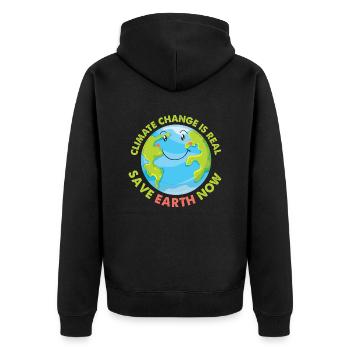 Le changement climatique est une véritable protection de la terre - Veste à capuche bio Premium Unisexe - noir - Dos - Nico (187cm)