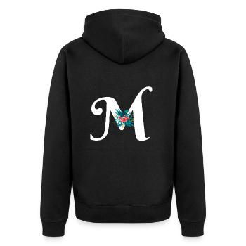 lettre M fleuris - Veste à capuche bio Premium Unisexe - noir - Dos - Nico (187cm)
