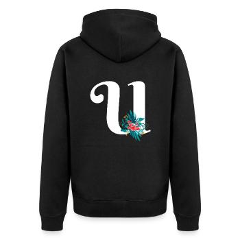 lettre U fleuris - Veste à capuche bio Premium Unisexe - noir - Dos - Nico (187cm)