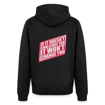 Séance d’entraînement Fitness Motivation Citation - Veste à capuche bio Premium Unisexe - noir - Dos - Nico (187cm)