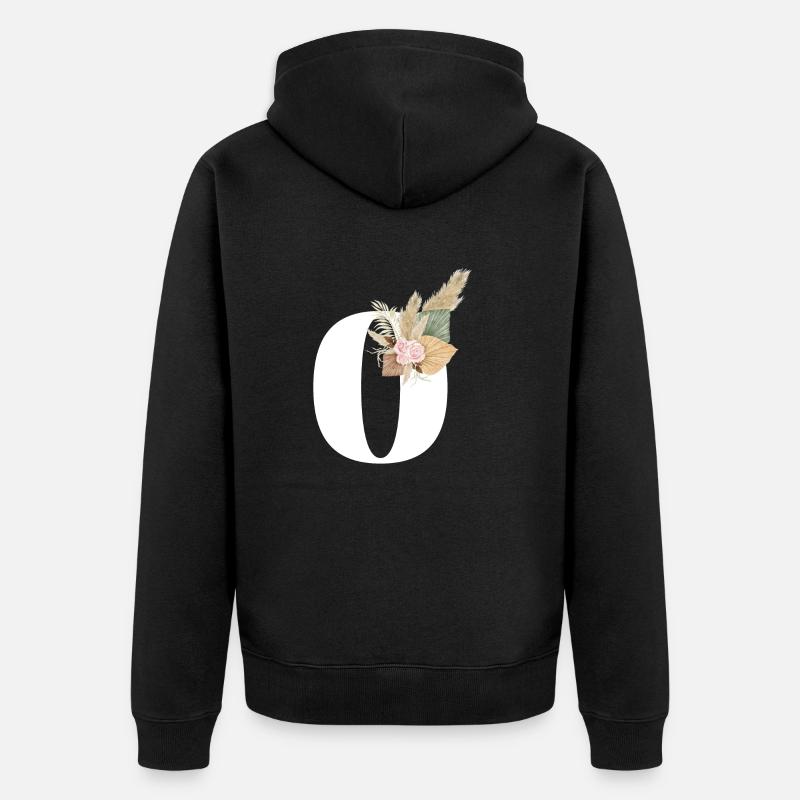 lettre O fleuris - Veste à capuche bio Premium Unisexe - noir