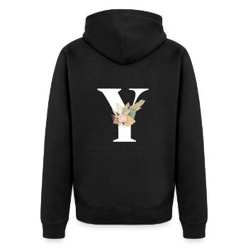 letter Y flowers - Unisex Premium Organic Zip Hoodie - black - Back - Nico (187cm)