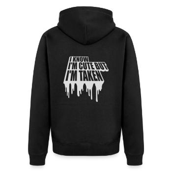 cute but taken quote - Unisex Premium Organic Zip Hoodie - black - Back - Nico (187cm)