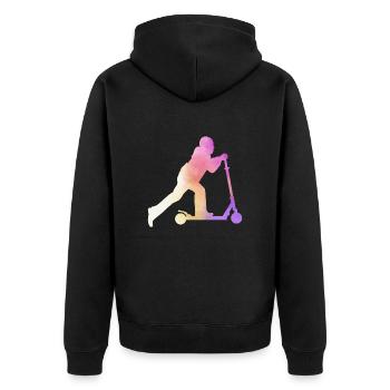 Freestyle Roller Aquarell Roller - Unisex Premium Bio Zip Hoodie - Schwarz - Hinten - Nico (187cm)