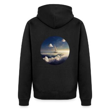 Ship with clouds - Unisex Premium Organic Zip Hoodie - black - Back - Nico (187cm)